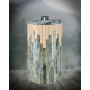 Дровяная банная печь «Ферингер» - «Малютка» в облицовке из натурального камня «Жадеит + Окаменевшее дерево»