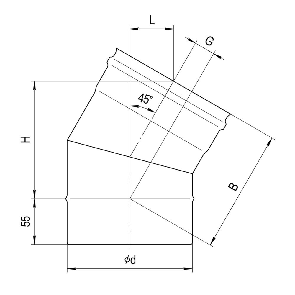 Колено угол 135° (GS/430/0,5 мм) Ø140