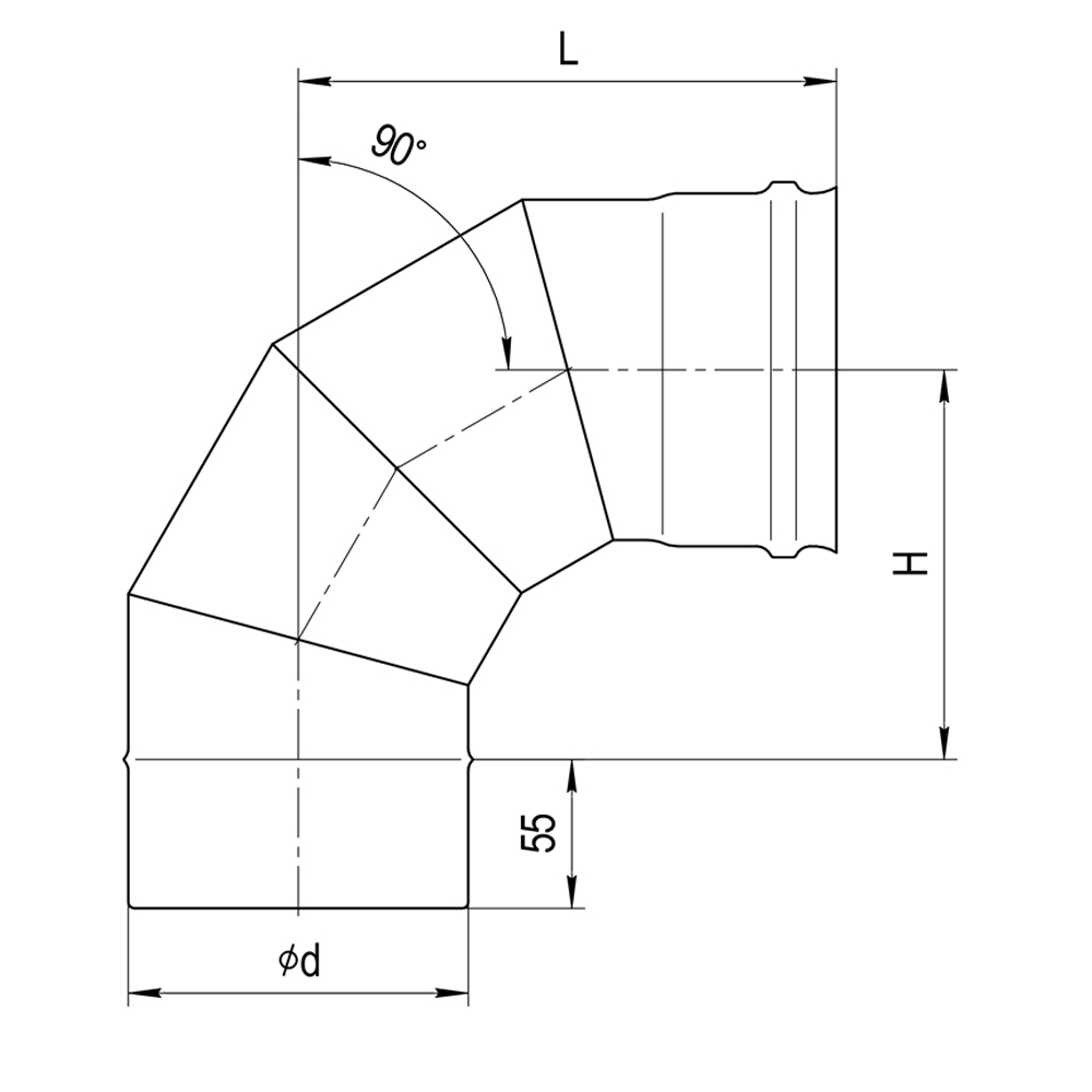 Колено угол 90° (4 секции) (GS/430/0,5 мм) Ø120