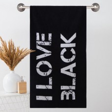 Полотенце махровое Этель ЧБ ?I love black?, пестроткань, 70х130 см