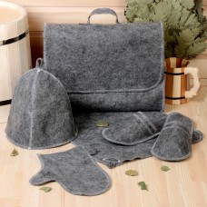 Набор банный "Мужской" портфель 5 предметов, серый, без вышивки, первый сорт